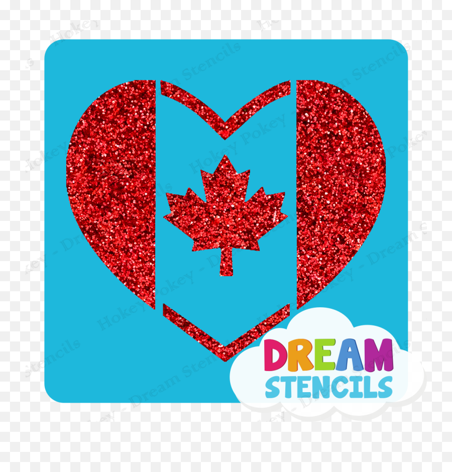 Canada Heart Flag Glitter Tattoo Stencil - Hp2255pc Pack Hokey Pokey Butterfly Pokey Emoji,Emoji Mini Face Stencils