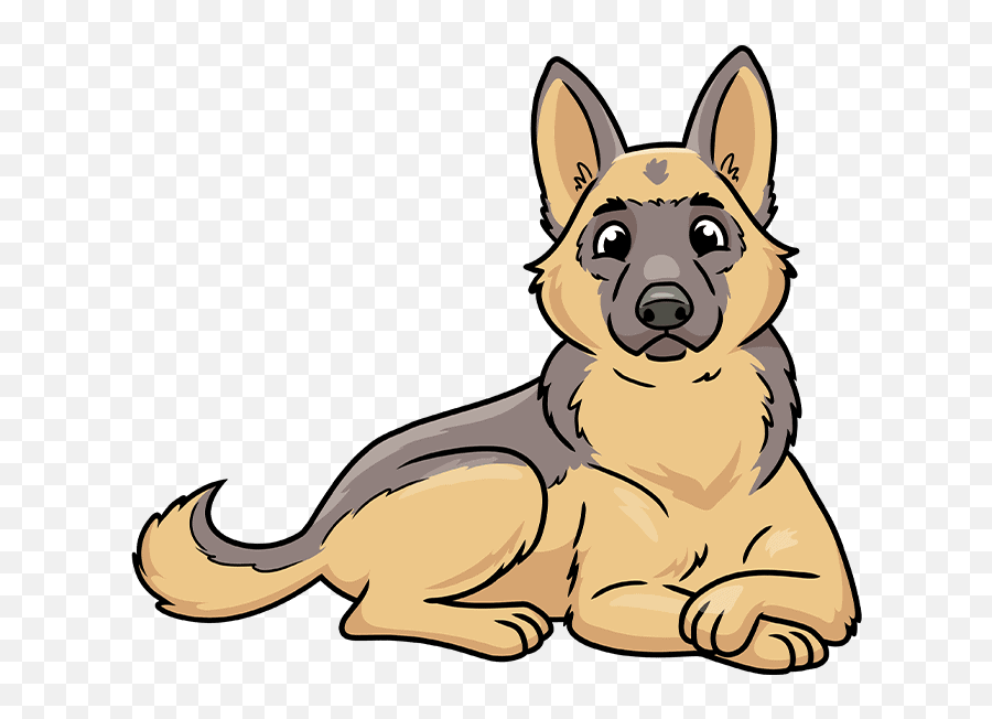 How To Draw A Cute German Shepherd Dog - Easy Cartoon German Shepherd Drawing Emoji,German Sheppherd Emotions Based On Ears