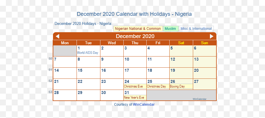 December 2020 Calendar With Holidays - Nigeria Emoji,Microsoft Word Christmas Emojis