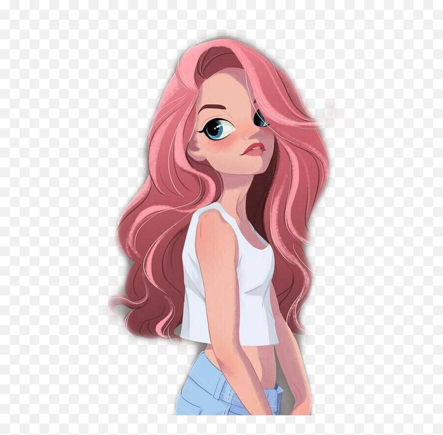 Girl Art Pfft Sticker - Transparent Cute Cartoon Girls Emoji,Pfft Emoji