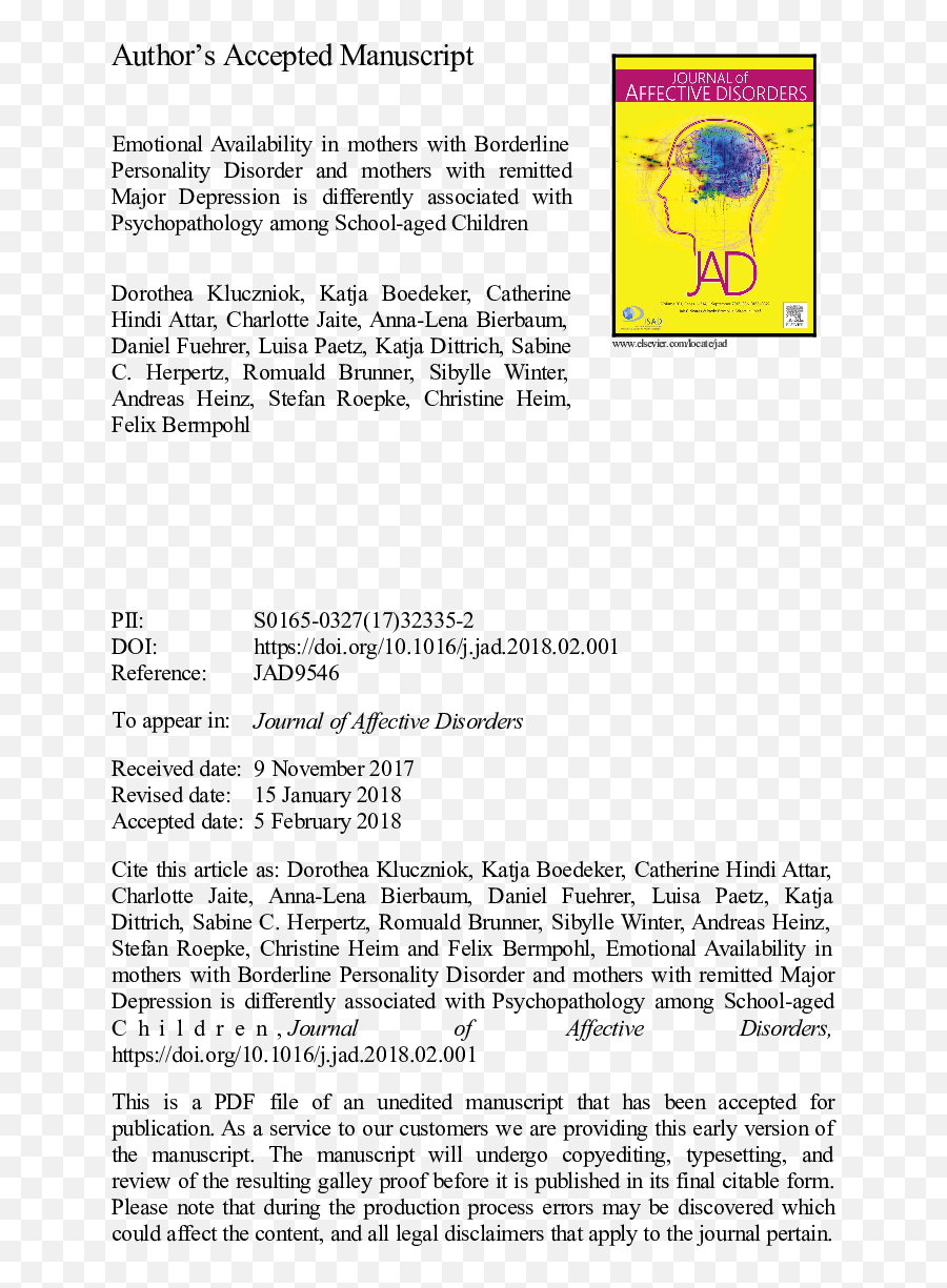 Emotional Availability In Mothers With Borderline - Document Emoji,Continuum Of Emotion