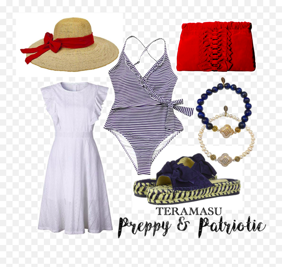Preppy Patriotic Outfit Inspiration - Basic Dress Emoji,4th Of July Emotions