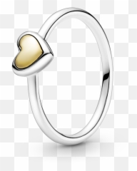 Pandora Domed Golden Heart Ring - Pandora Gold Heart Ring Emoji,Heart Emoticon Ring Silver