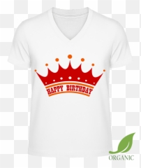 Happy Birthday Krone Männer Bio V - Neck Tshirt Unisex Emoji,Emoji Birthday T Shirt
