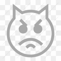 Iconsetc Simple Gray Classic Emoticons Pouting Cat Face Icon - Happy Emoji,Pouting Emoticon