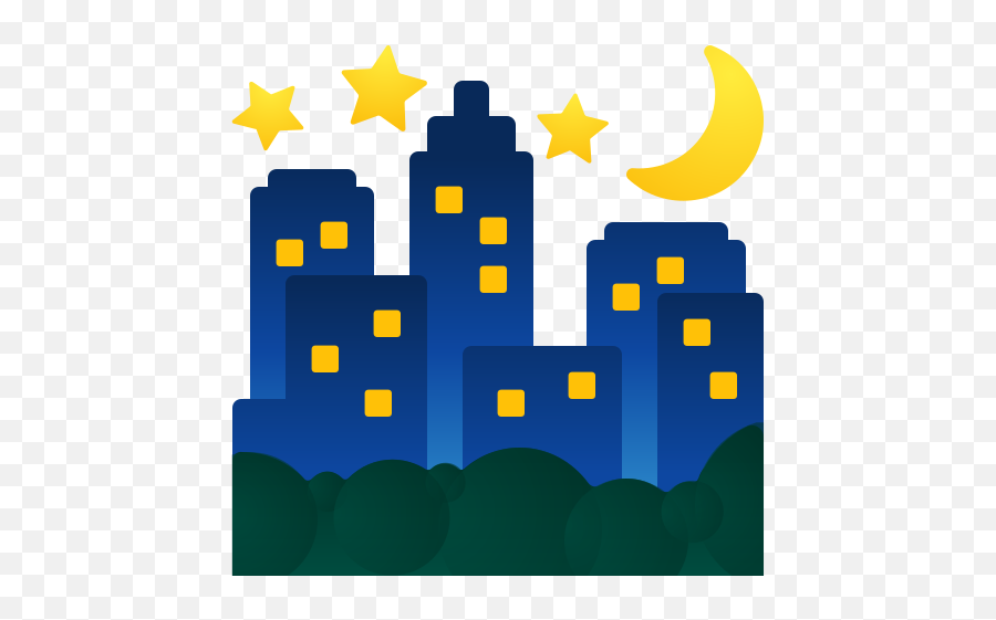 Night With Stars Emoji - City Emoji,Blue Star Emoji