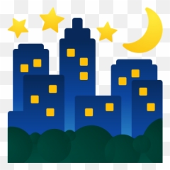 Night With Stars Emoji - City Emoji,Blue Star Emoji