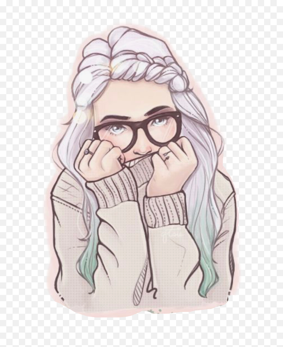Largest Collection Of Free - Toedit Ballot Stickers Cute Girl Sketch With Glasses Emoji,Cwl Emoji