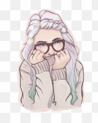 Largest Collection Of Free - Toedit Ballot Stickers Cute Girl Sketch With Glasses Emoji,Cwl Emoji