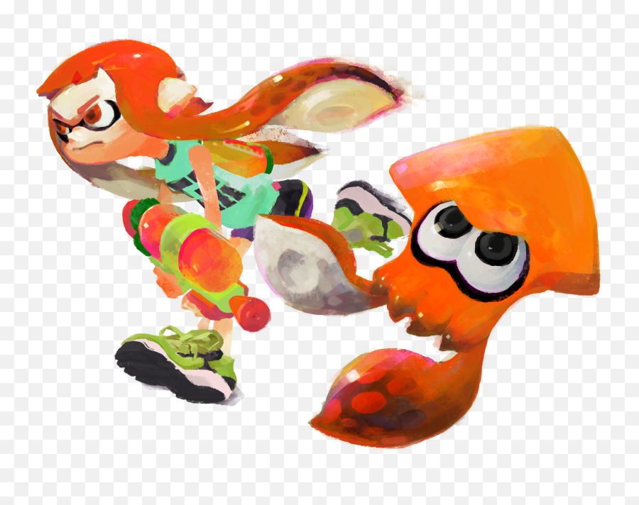 Splatoon Features On The Cover Of Edge - Orange Inkling Squid Form Emoji,Laughing Snide Emoticon