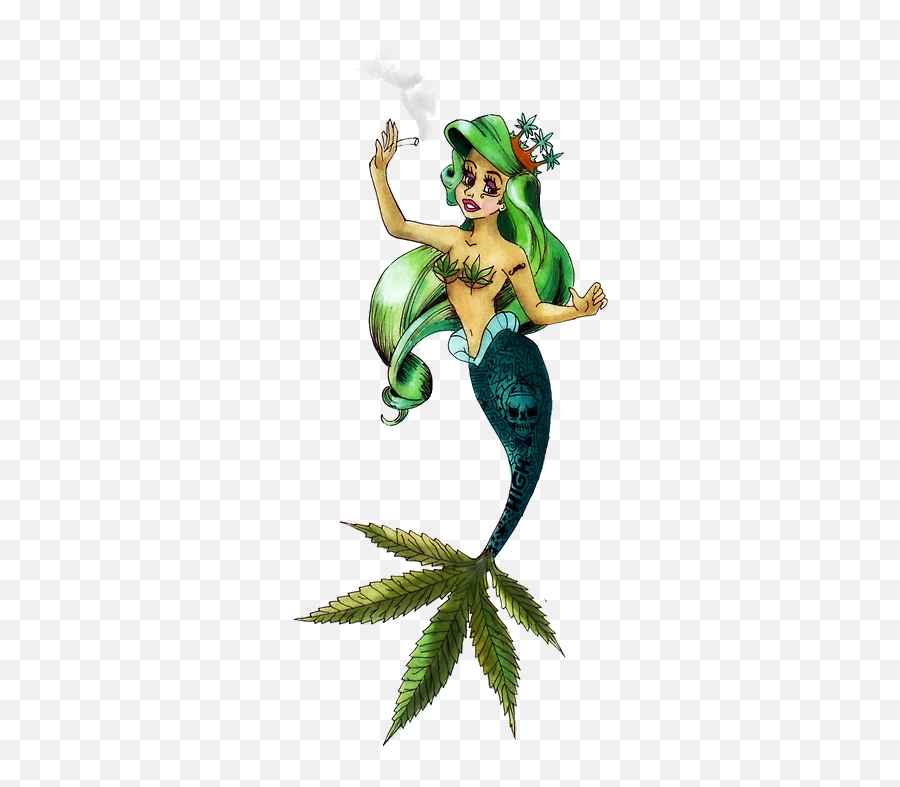 Download Ariel Cannabis Tattoo Smoking Hd Image Free Png - Little Mermaid 420 Emoji,Dispensary Green Cross Emoticon