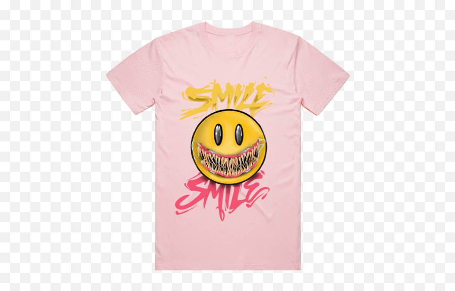 Pink Smile Tee - Short Sleeve Emoji,Popcorn Emoticon Twitter
