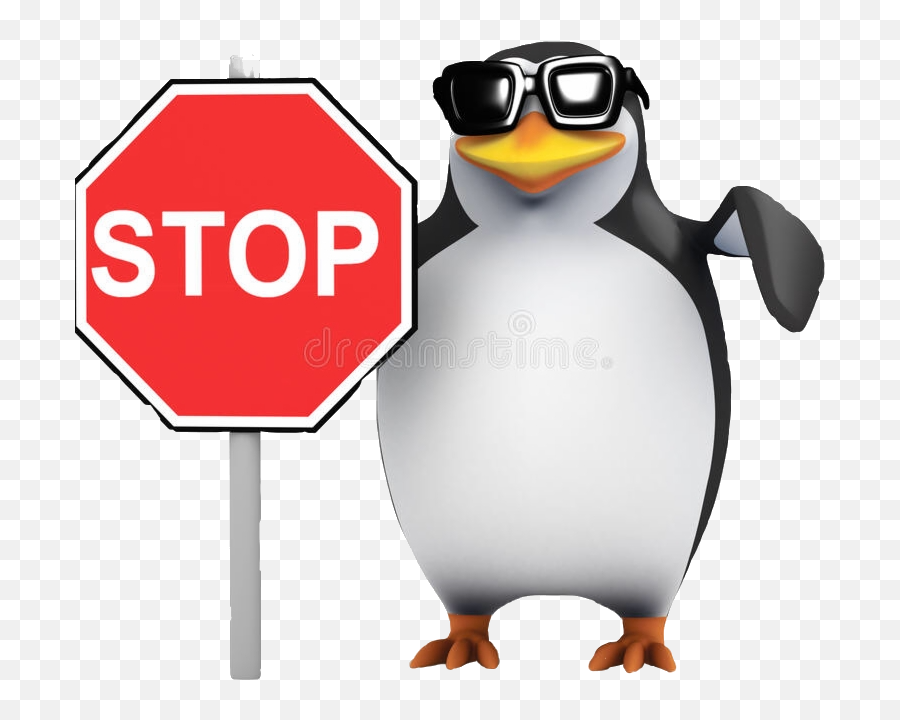 Stop - Penguin Stop Sign Meme Emoji,Discord Emoji Stop