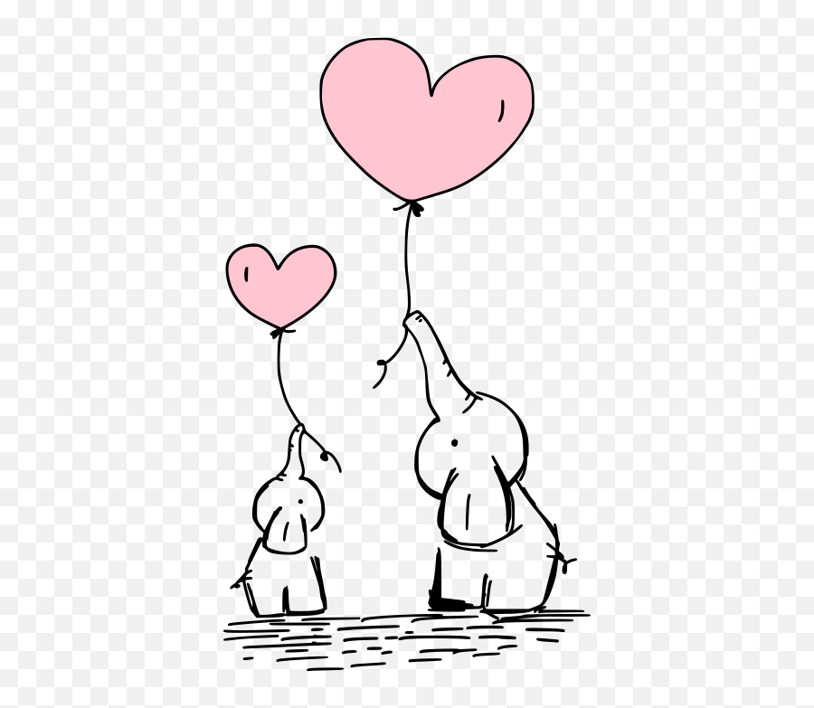 Hand Drawn Elephants Holding Heart Balloons Clipart Free Svg - Always Remember I Love You Emoji,Heart Holding Emoji