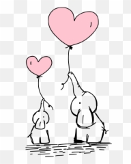 Hand Drawn Elephants Holding Heart Balloons Clipart Free Svg - Always Remember I Love You Emoji,Heart Holding Emoji