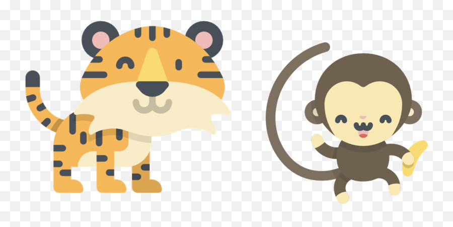 Jungle Animals - Gra Gre Palabras Con Gr Emoji,Bend Monkey And Tiger Emojis