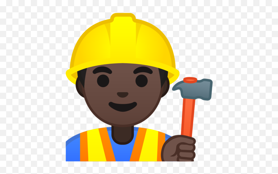 Dark Skin Tone Emoji - Construction Worker Emoji,Grinning Vampire Emoticon