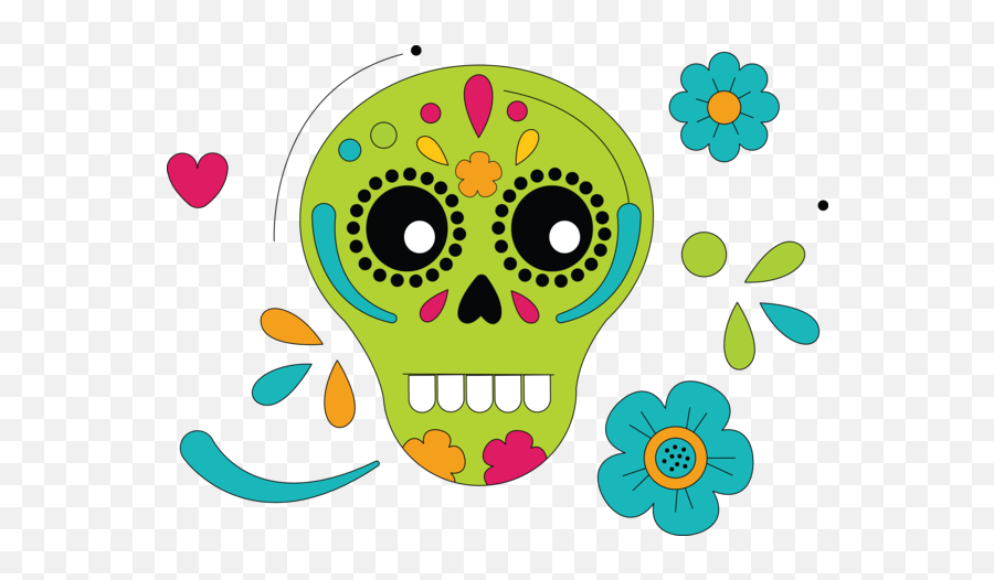 Day Of The Dead Cartoon Flower Smiley For Calavera For Day - Day Of The Dead Cartoon Emoji,Facebook's Lavendar Flower As An Emoticon...