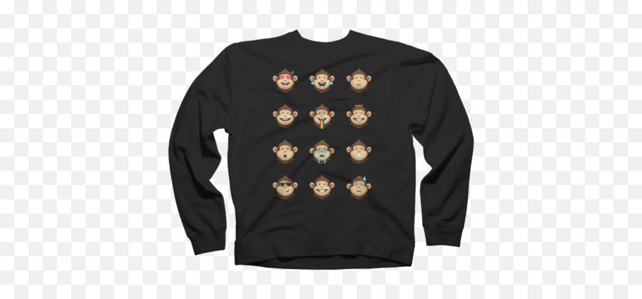 Best Almost Out Black Monkey Sweatshirts Design By Humans - Girl With Black And White Shirt Anime Emoji,Smile Monkey Emoji