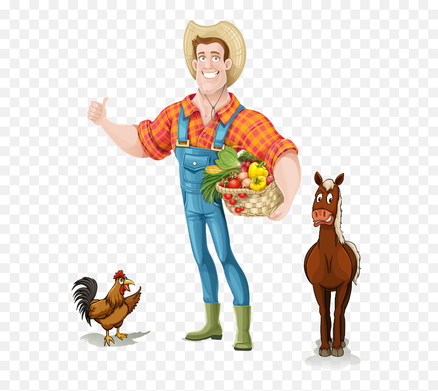 Farmer Farm Rooster Man Horse Sticker - Farmer Clipart Transparent Background Emoji,Farmer Emoji