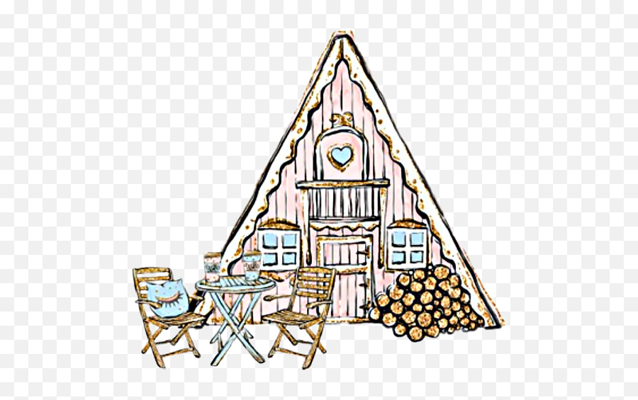 Watercolor Ski Lodge Skilodge Sticker - Vertical Emoji,Firewood Emoji