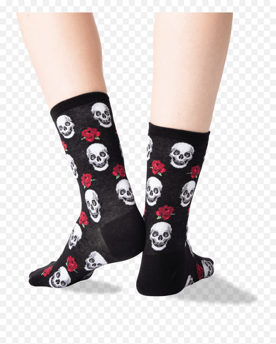Womens Skull And Roses Socks - Girly Emoji,Rose Dancing Bear Emoji