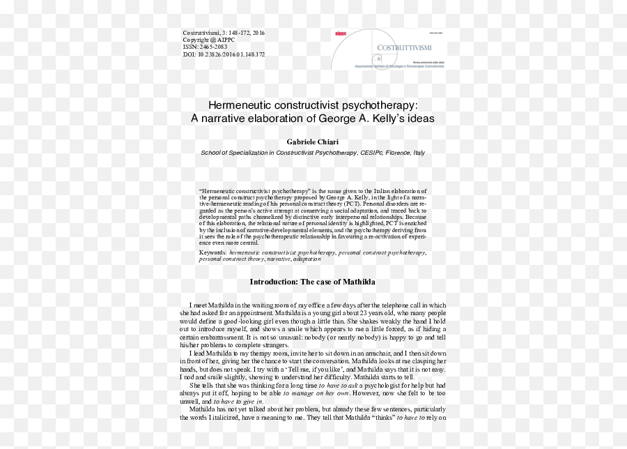 Hermeneutic Constructivist - Document Emoji,Gabriele Chiari Emotion Role In Pct