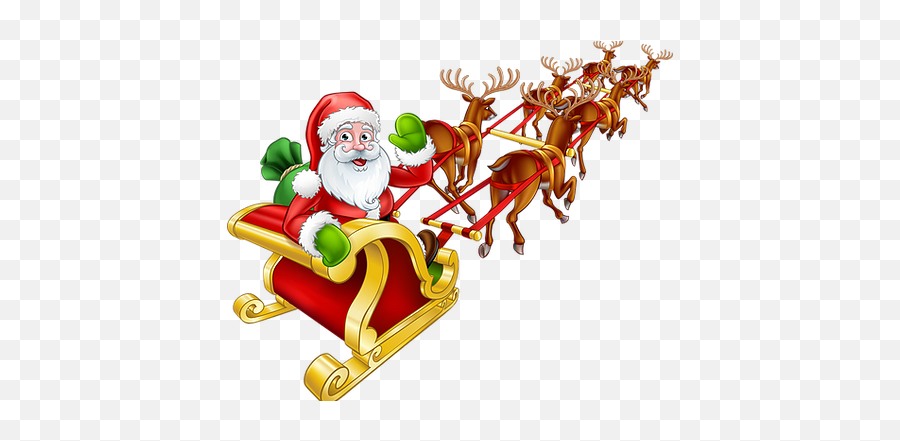 Home X - Mas Lights Santa Claus Sleigh Flying Cartoon Emoji,Santa Emoticon Japanes