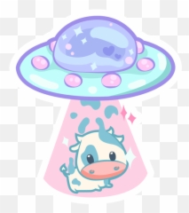 Ufo With Cow Sticker - Sticker Mania Emoji,Cute Little Cow Emoticon
