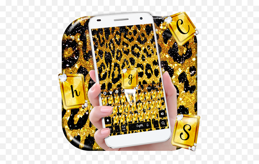 Glitter Gold Cheetah Keyboard Theme 10001002 Apk Download Emoji,Glitter Emoji With Bow