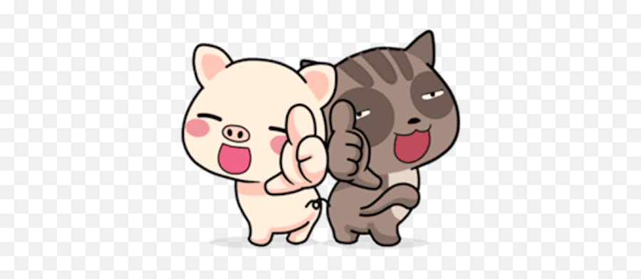 Pig And Cat Lovely Friend By Pham Binh Emoji,Giht Emoticon