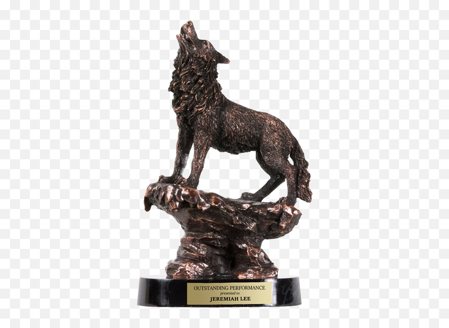 Bronze Mountaintop Wolf Trophy Resin Animal Trophies Paradise Awards Emoji,Howling Wolf Facebook Emoticon