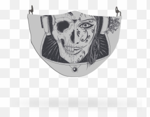 Horror Woman Skull Pattern Face - Sketch Emoji,Skull Unicorn Emoji