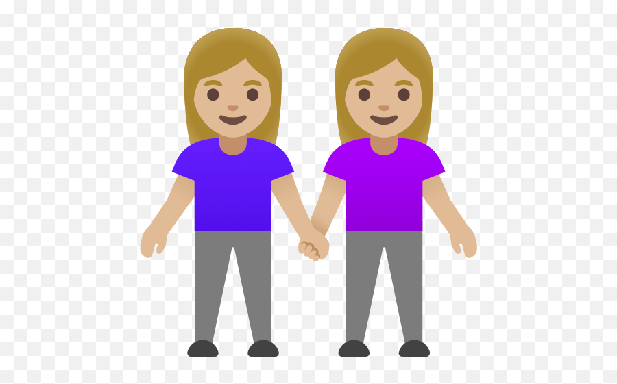Mujeres Dadas De La Mano Con Tono De Piel Claro Medio - Google Men Holding Hands Emoji,Emojis Haciendo El Amor