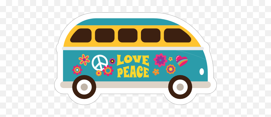 Blue Love And Peace Hippie Van Sticker - Peace And Love Van Emoji,Groovy Hippie Emoji