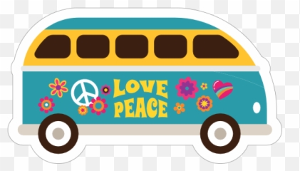 Blue Love And Peace Hippie Van Sticker - Peace And Love Van Emoji,Groovy Hippie Emoji