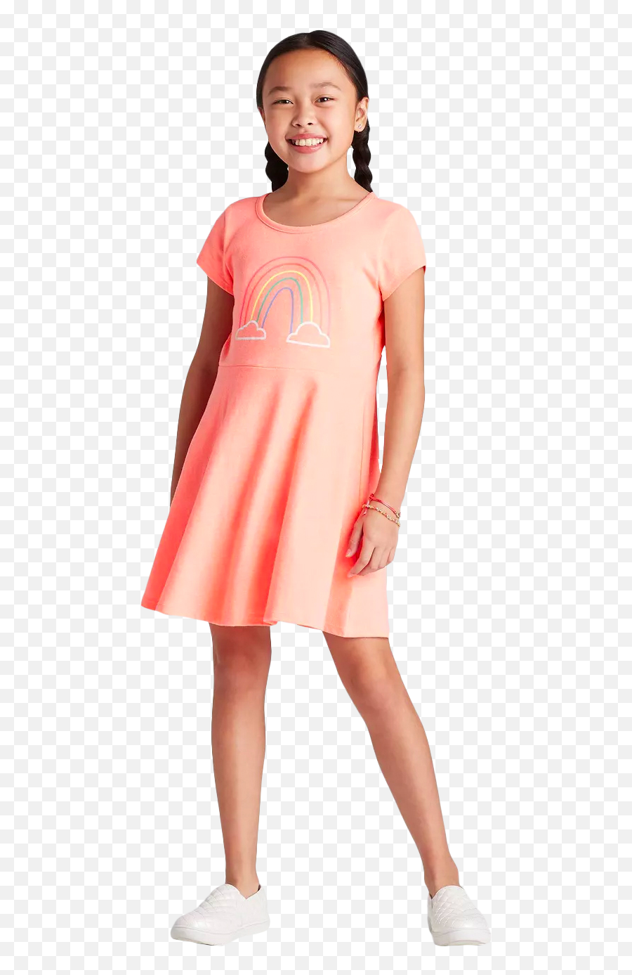 Cat U0026amp Jack Girlsu00268217 Short Sleeve Rainbow Dress Emoji,Emoji Dress Transparent