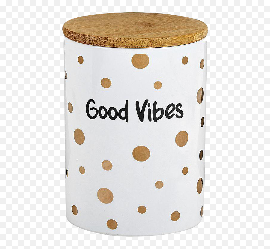 Good Vibes Gold Polka Dot Stash Jar - Fashioncraft Deluxe Canister Stash Jar Emoji,Goodvibes With Hand Emoji