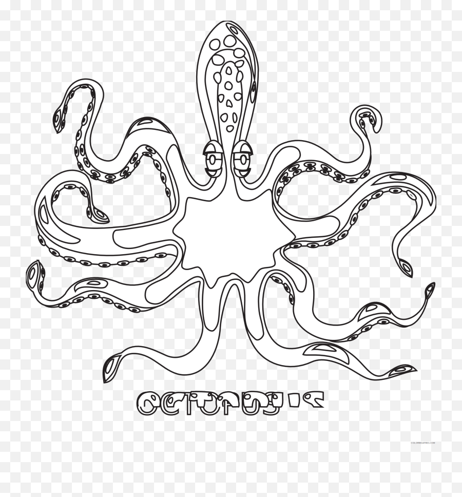 Octopus Coloring Book Coloring Pages Octopus Black White - Invertebrado En Blanco Y Negro Emoji,Ocotpus Emotions