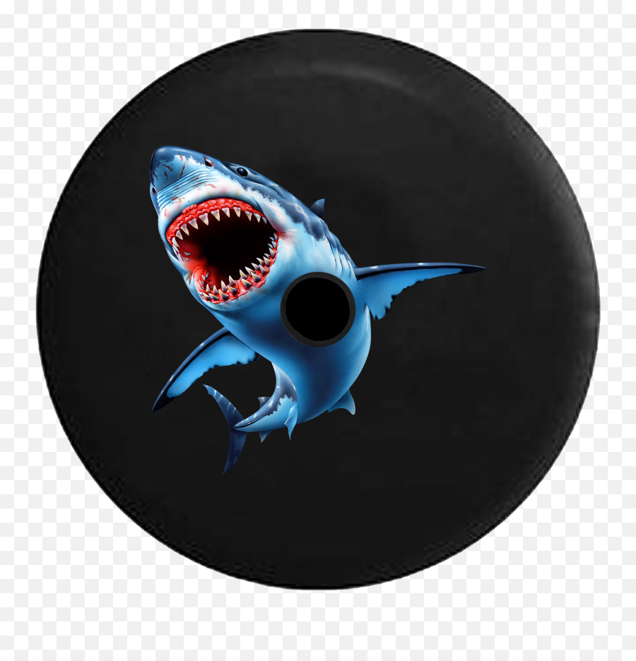 2018 2019 Wrangler Jl Backup Camera Shark Attack Great White Spare Tire Cover For Jeep Rv 33 Inch Emoji,Sharks Dont Feel Emotions