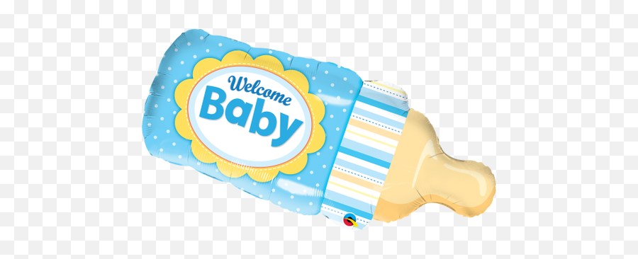 Baby Script 46 In - Pastel Blue Balão Welcome Baby Emoji,Baby Bottle Emoji Transparent