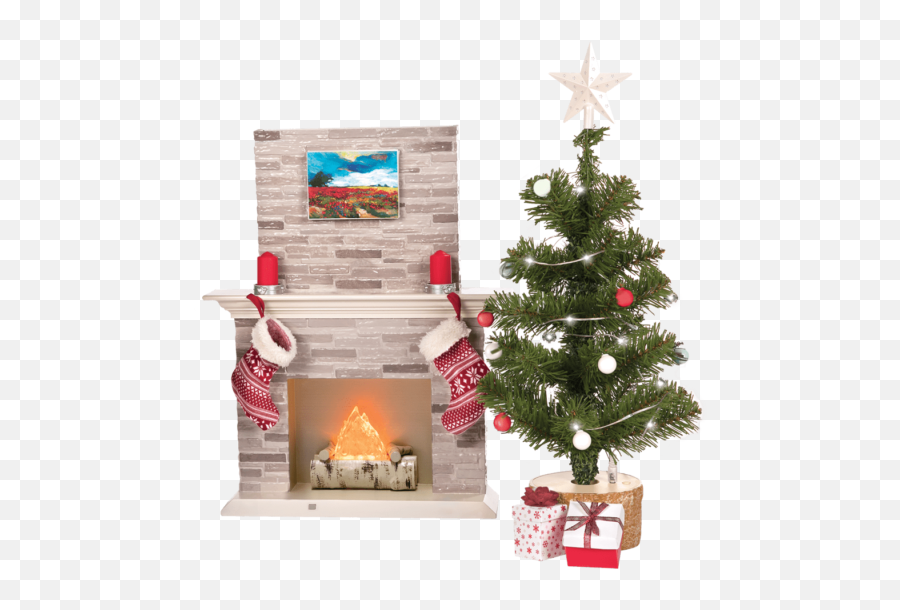 Christmas Fireplace Png Clipart Png Mart - Our Generation Dolls Christmas Set Emoji,Fireplace Emoji