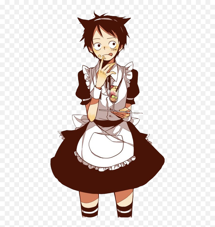 Discover Trending Rufy Stickers Picsart - Luffy Maid Emoji,Fujoshi Emoticon