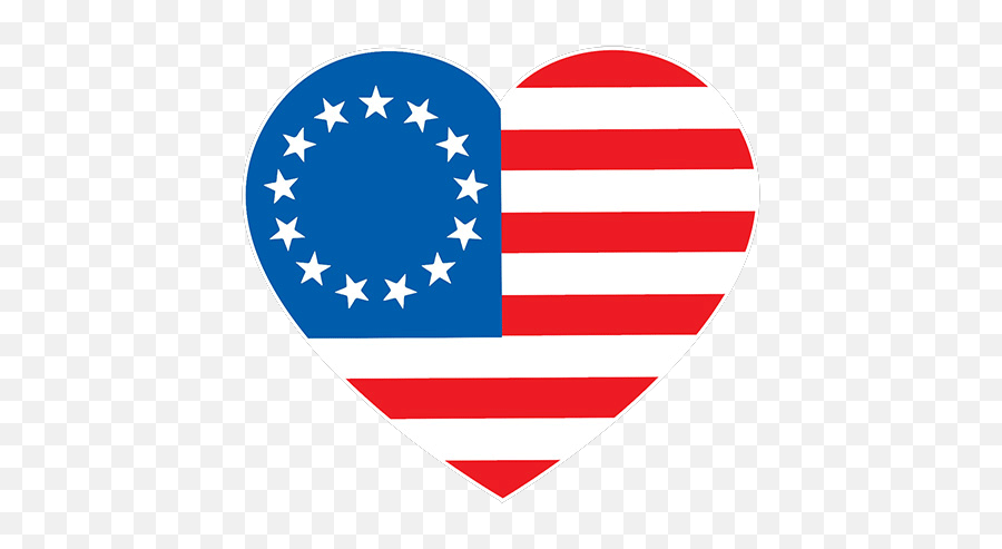 Betsy Ross Heart Shaped American Flag - Alternate Thirteen Colonies Flag Emoji,Betsy Ross Emoticon