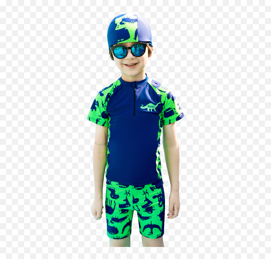 Boy Bathing Suit Summer Kids Beach Set Short Sleeve Swimming Suits With 3pcs Gifts Cartoon Outdoors Swimsuit For Boys - Erkek Çocuk Yüzme Kyafeti Emoji,Vacation Emojis Bathing Suit
