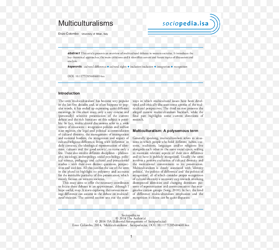 Pdf Multiculturalisms Enzo Colombo - Academiaedu Emoji,Blockland Emotions