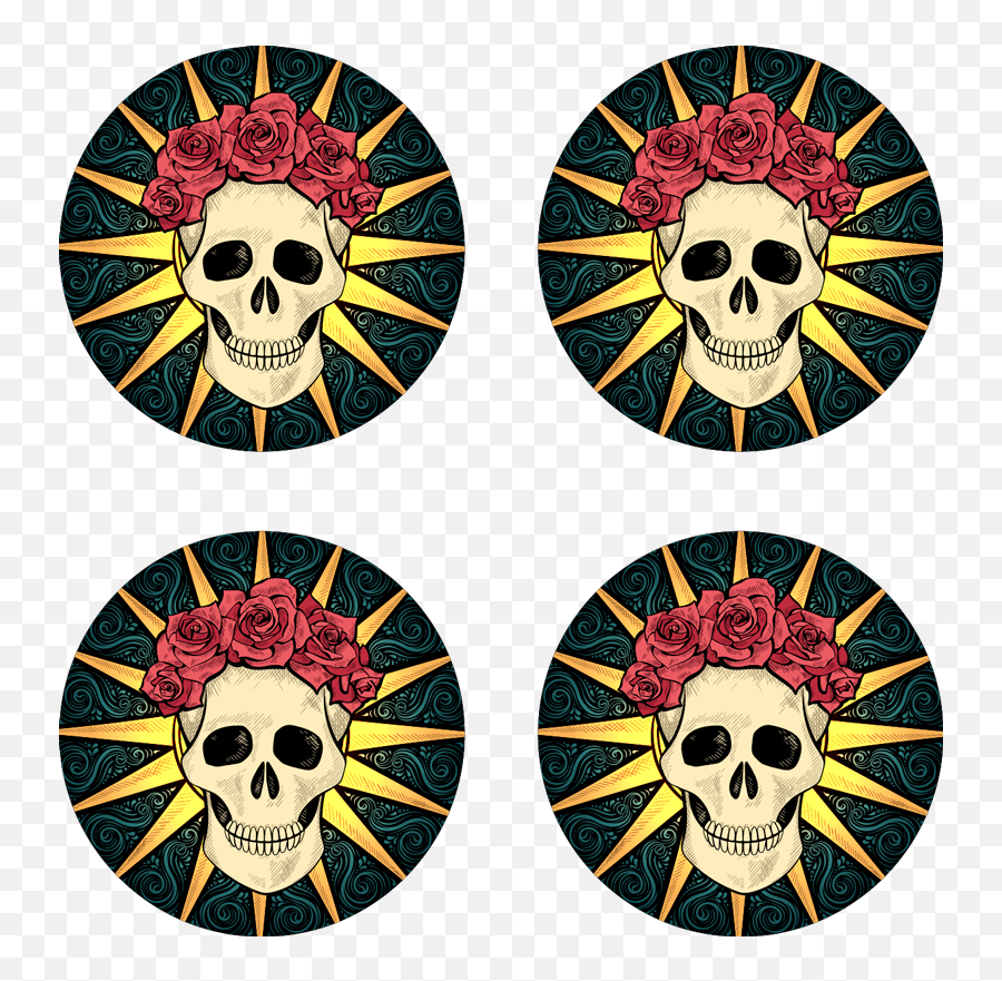 Women Skull With Rose Halloween Coaster - Tenstickers Scary Emoji,Keyboard Emoticons Skull