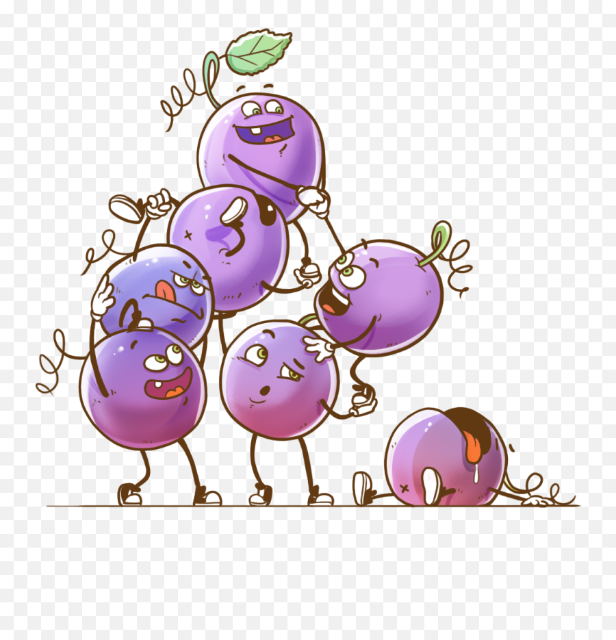 Fruit Gang Character Illustration U2014 Monstio Studio - Dot Emoji,Grape Emoticon
