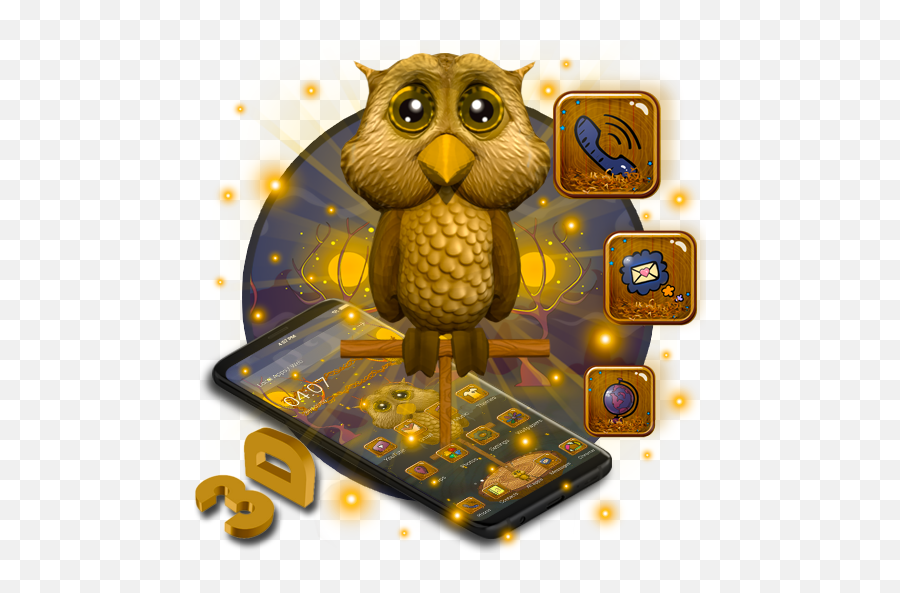 3d Starry Night Owl Launcher Theme 130 Apk Download - Com Emoji,Starry Eye Emojis