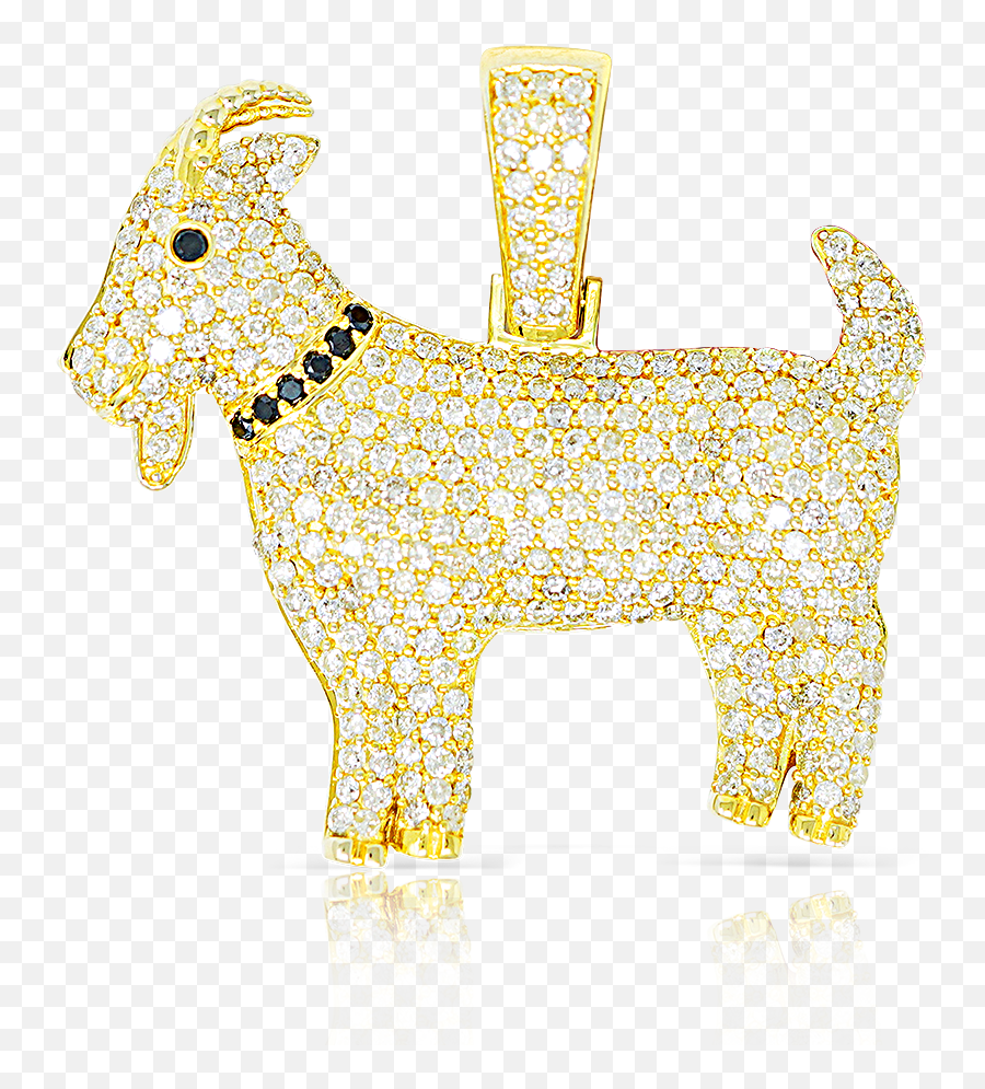 10k Gold Diamond Goat With Chain U2013 Zerodegreejewels Emoji,Goat Emoji]